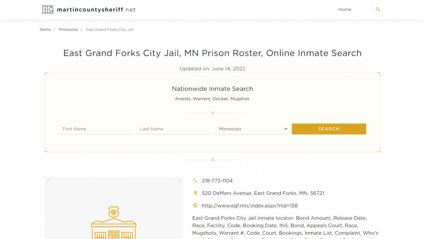 East Grand Forks City Jail, MN Prison Roster, Online Inmate Search ...